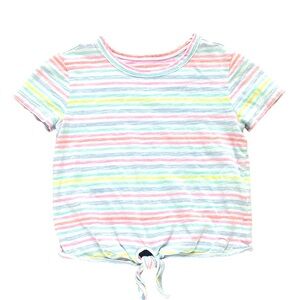 Vineyard Vines Pastel Rainbow Striped TShirt Tie Waist Girls Size XS 5-6